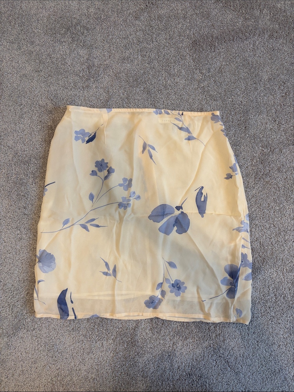 Topshop Yellow Mini Skirt with Blue Floral Print